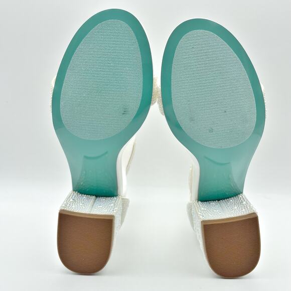 Betsey Johnson Womens Mari Heeled Sandal US 6.5 EU 37 White Rhinestone NIB - Picture 12 of 13